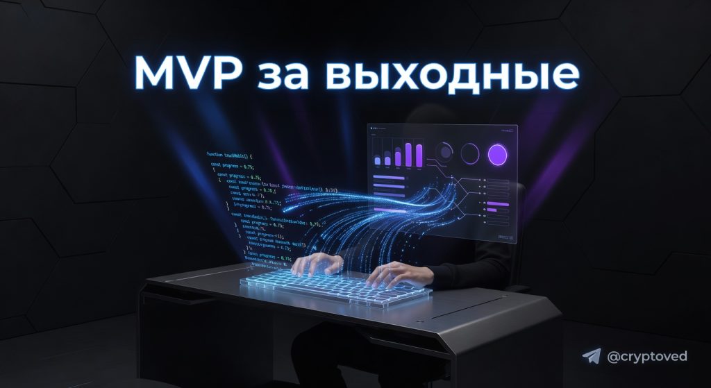 Вайбкодинг: человек описывает желаемое ощущение от приложения на голографической клавиатуре, а ИИ генерирует код и интерфейс