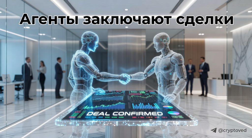 Автономные AI-агенты Anthropic Claude ведут переговоры и заключают сделку в футуристическом офисе