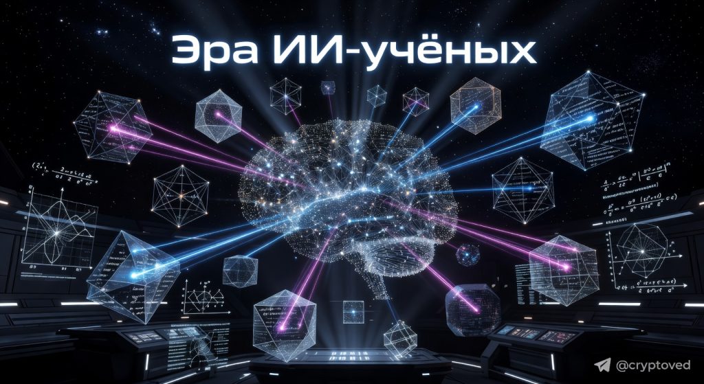 Прорыв ИИ в математике: нейросеть решает задачу о единичных расстояниях с помощью светящейся сети и геометрических фигур.