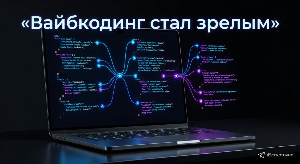 Spec Kit вайбкодинг превращает хаотичные идеи в структурированные планы и код на экране футуристического компьютера.