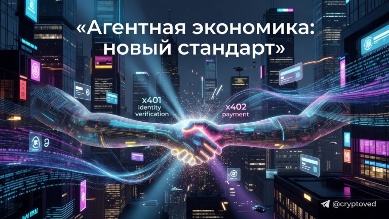 Два ИИ-агента обмениваются данными по протоколам x401 и x402 в агентной экономике 2026 года.
