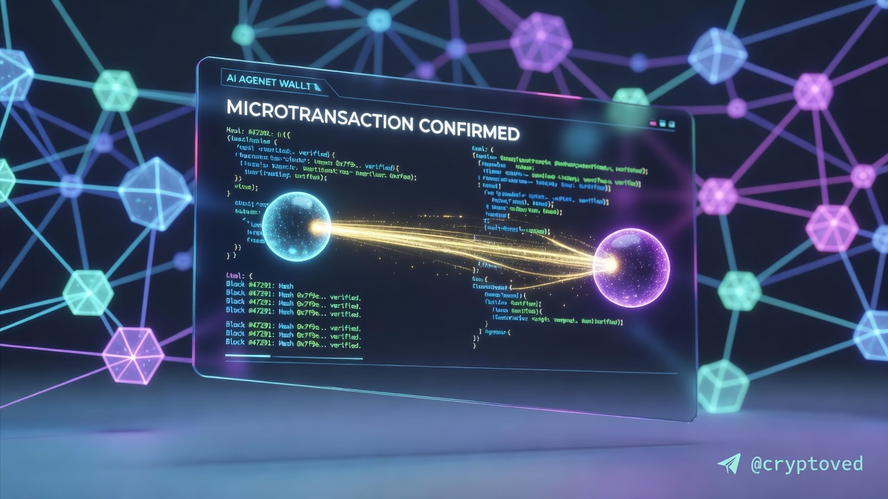 AEON агентная экономика: как новая платежная инфраструктура ускоряет автономию ИИ-агентов в 2026 году 1 Схема работы AEON: ИИ-агент оплачивает услуги другого агента через смарт-контракт