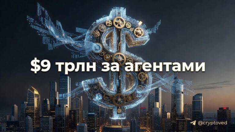 Триллионная агентная экономика: как $9 трлн к 2030 году изменят глобальные рынки и повседневную жизнь 8 Визуализация триллионной агентной экономики: сеть светящихся ИИ-агентов формирует символ триллионов долларов на фоне футуристического города, подчеркивая рост и масштаб агентной экономики.
