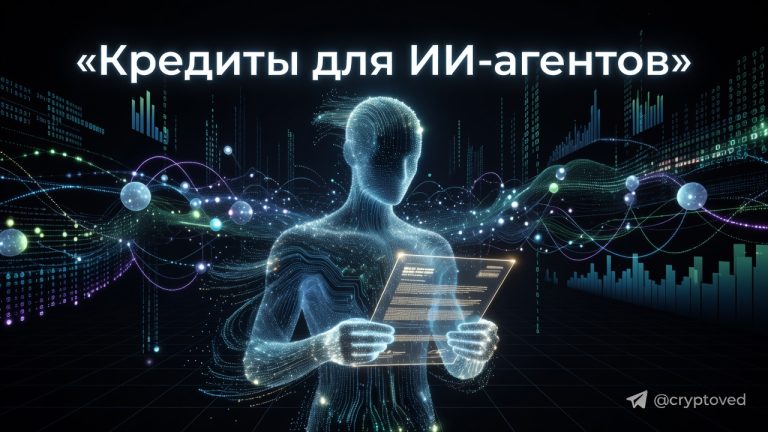 Агентный андеррайтинг: ИИ-агент с кредитным договором на фоне блокчейн-транзакций.